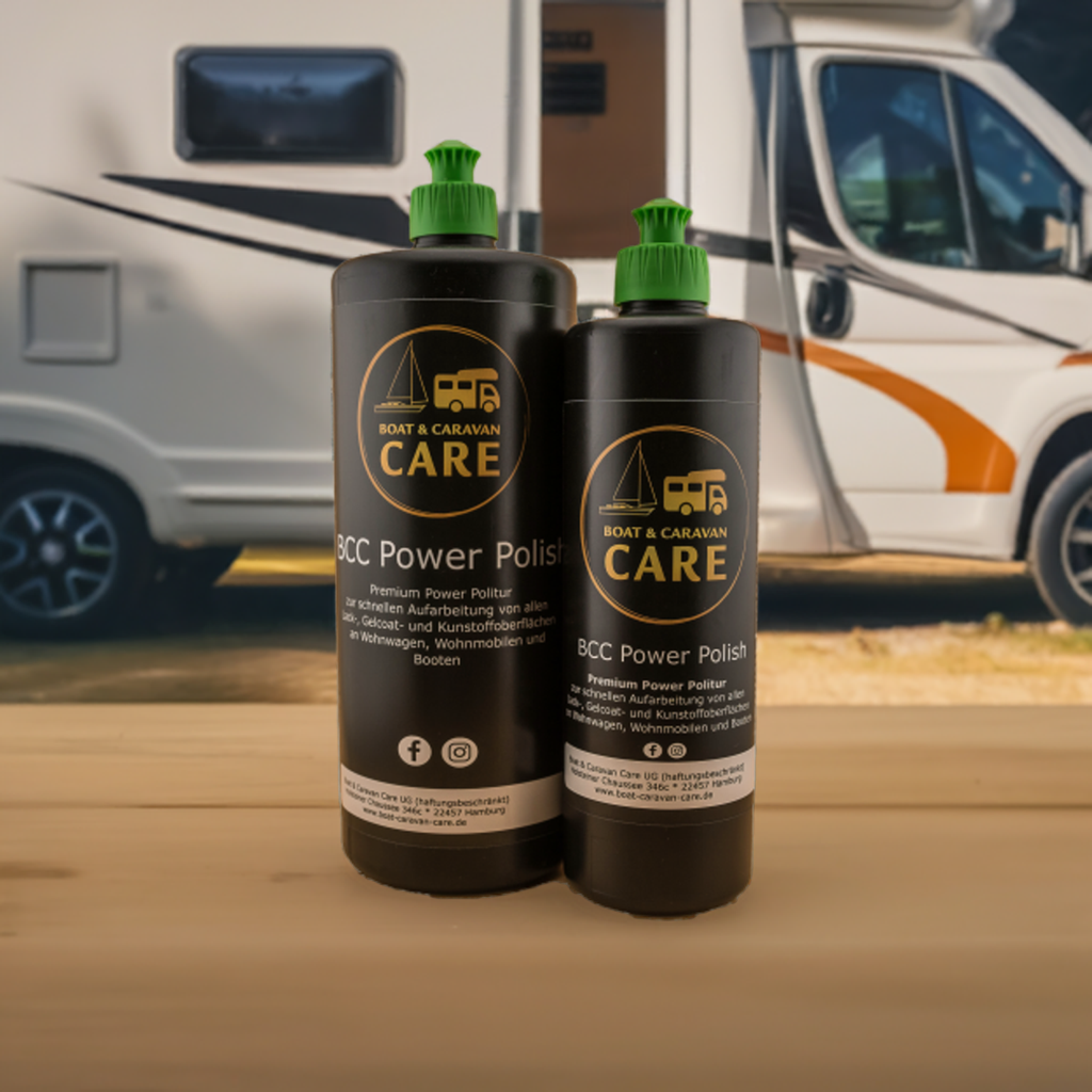 Bootspolitur Hochglanz Gelcoat Pflege, Versiegelung für Caravan Lack & Kunststoff, Premium Politur Set für Boot & Wohnmobil